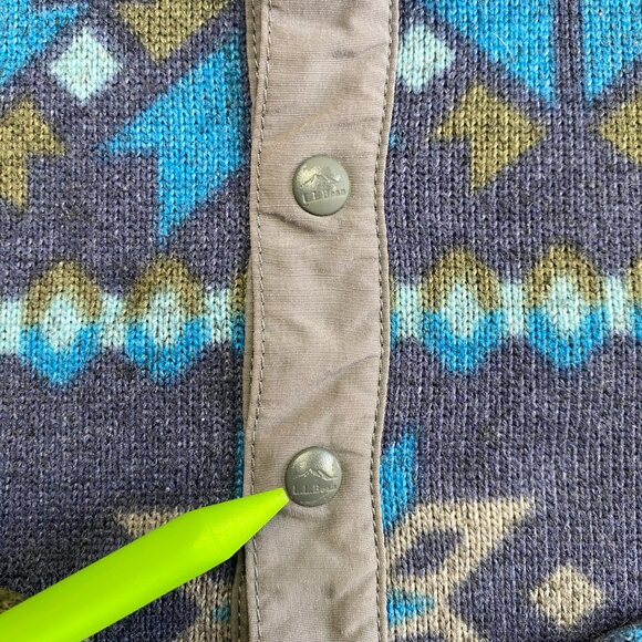 Vintage L.L. Bean Fleece Jacket Men's L Reg Purple Nordic Aztec Fair Isle Y2K - Picture 9 of 13